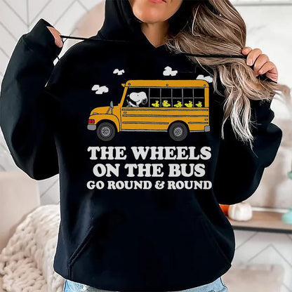 Best Student Shirt, Funny Back To School UnisexT-Shirt/Hoodie/Sweatshirt HLT00 - Peanuts - Wheels On The Bus Back to School T-Shirt, Men, Black, 3X-Large