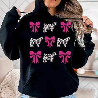 Best Farmer Life Shirt, Funny Farmer UnisexT-Shirt/Hoodie/Sweatshirt HLT00 - Show Steer Girl Cheetah Bows T-Shirt
