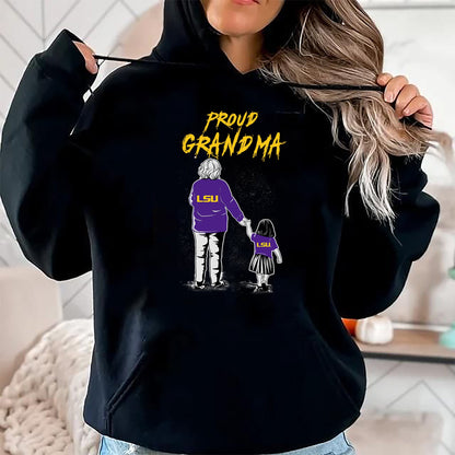 Best Grandma Shirt, Proud Grandma Unisex T-Shirt/Hoodie/Sweatshirt HLT00 - LSU Tigers Proud Grandma LSU Granddaughter T-Shirt