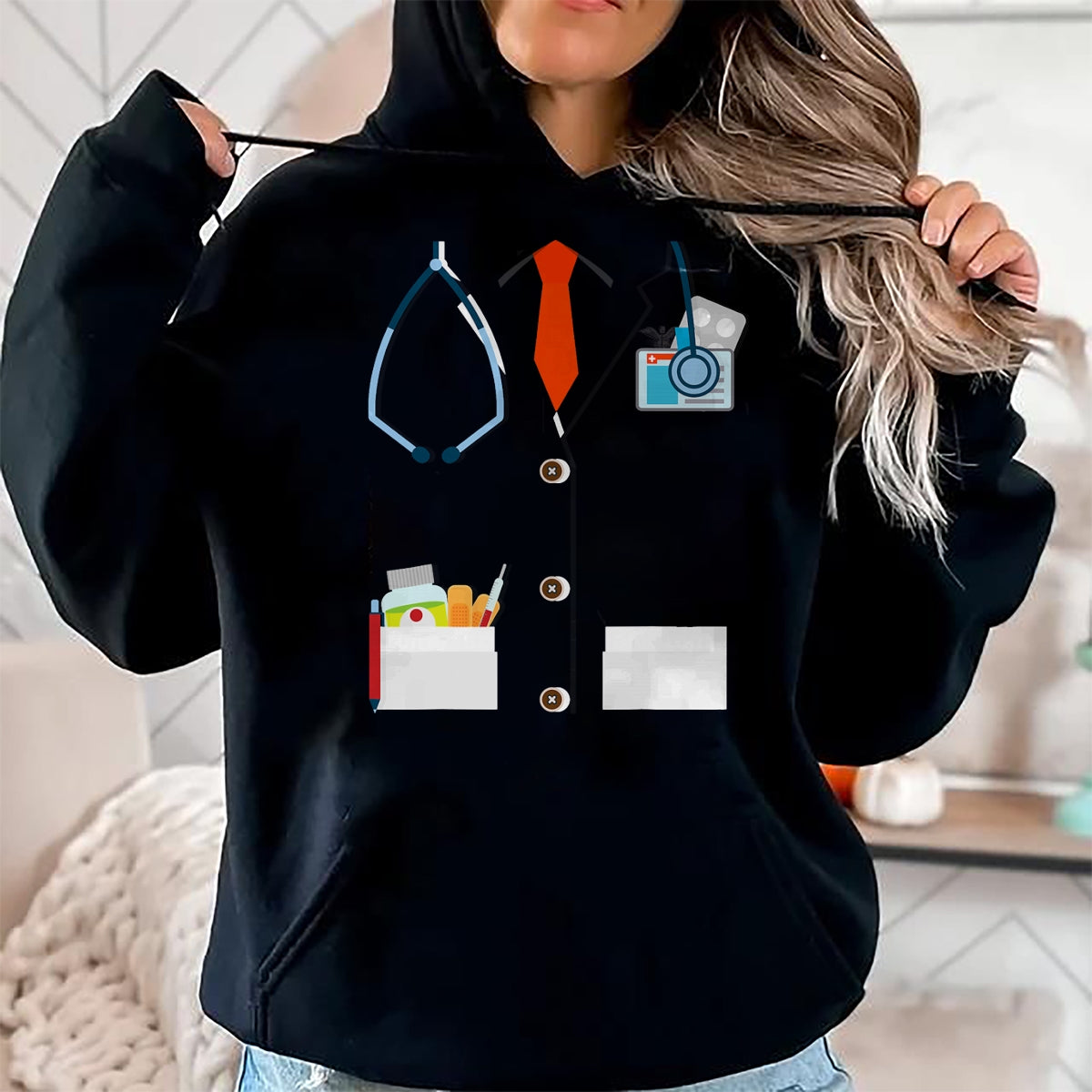 Best Doctor Shirt, Funny Doctor UnisexT-Shirt/Hoodie/Sweatshirt HLT00 - Doctor White Lab Coat Funny Halloween Costume for Men Women T-Shirt