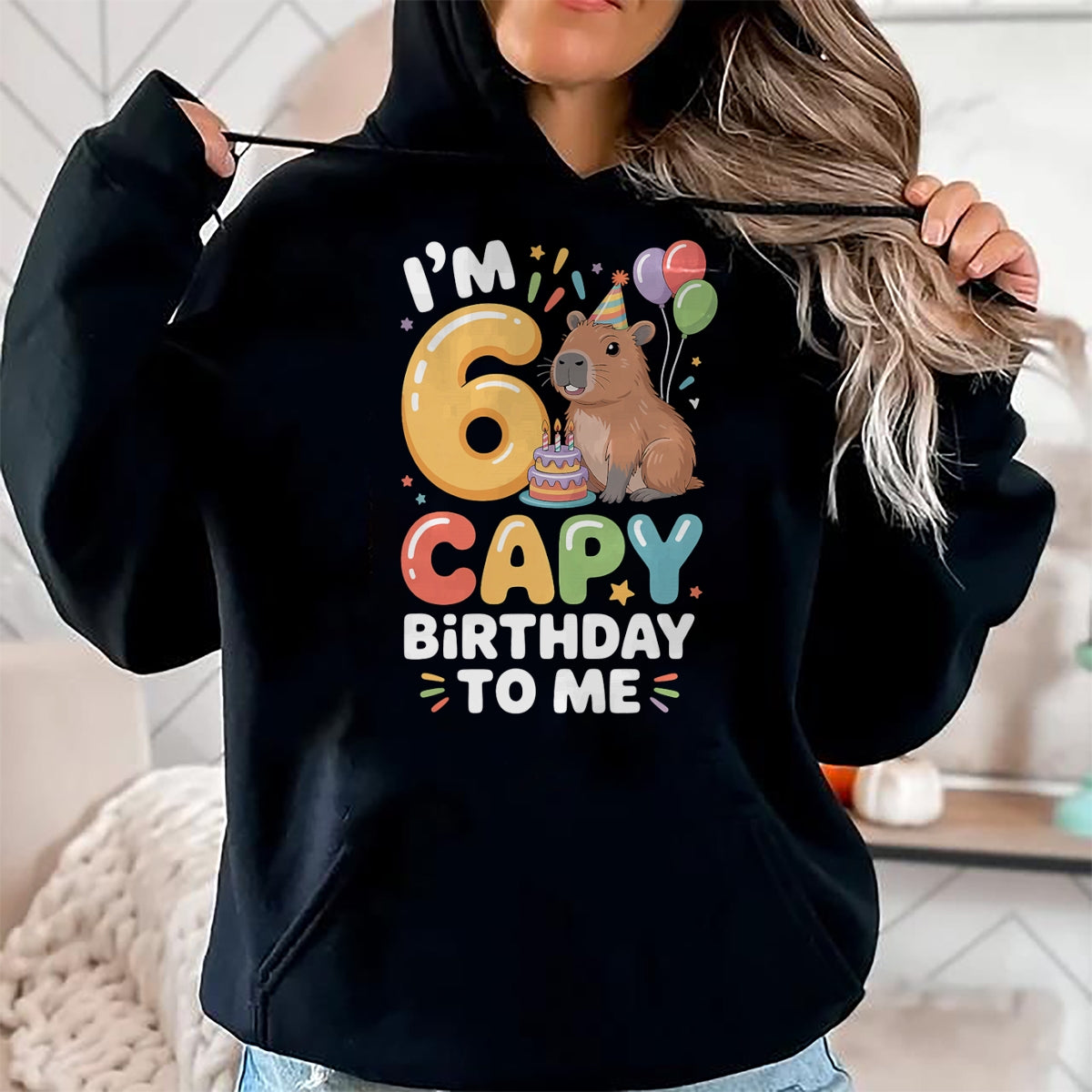 Cute Capybara Shirt, Funny Capybara Unisex T-Shirt/Hoodie/Sweatshirt HLT00 - I’m 6 Years Old Capy Birthday to Me Funny Capybara T-Shirt