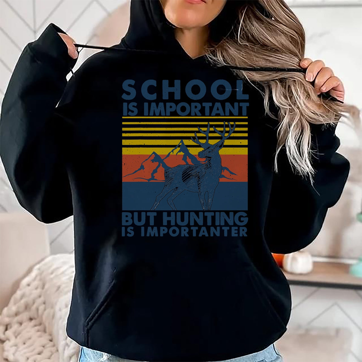 Funny Hunting Shirt, Gift For Hunting Lover Unisex T-Shirt/Hoodie/Sweatshirt HLT00 - School is Important But Hunting is Importanter Deer Hunting T-Shirt