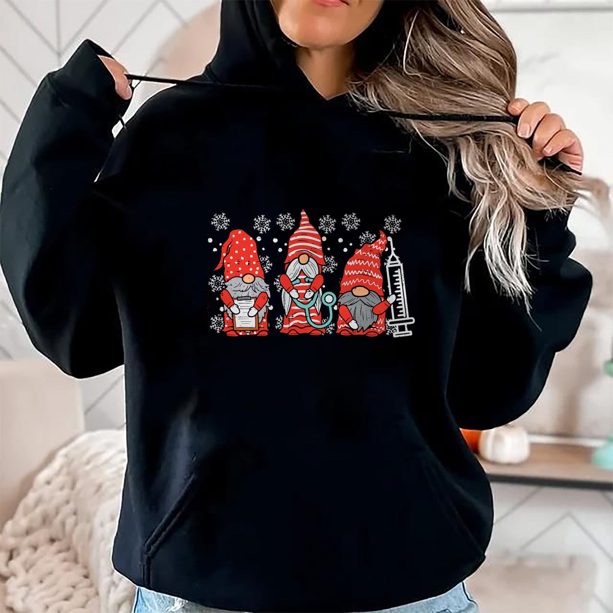 Funny Nurse Shirt, Nurse Unisex T-Shirt/Hoodie/Sweatshirt HLT00 - Nurse Christmas Gnomes Cute Xmas Scrub Top For Nurses Women T-Shirt