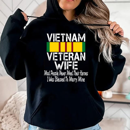 Best Wife Shirt, Wife and Husband Unisex T-Shirt/Hoodie/Sweatshirt HLT00 - Gift for wife T shirt, lucky wife   Vietnam Veteran Wife Gift T-Shirt