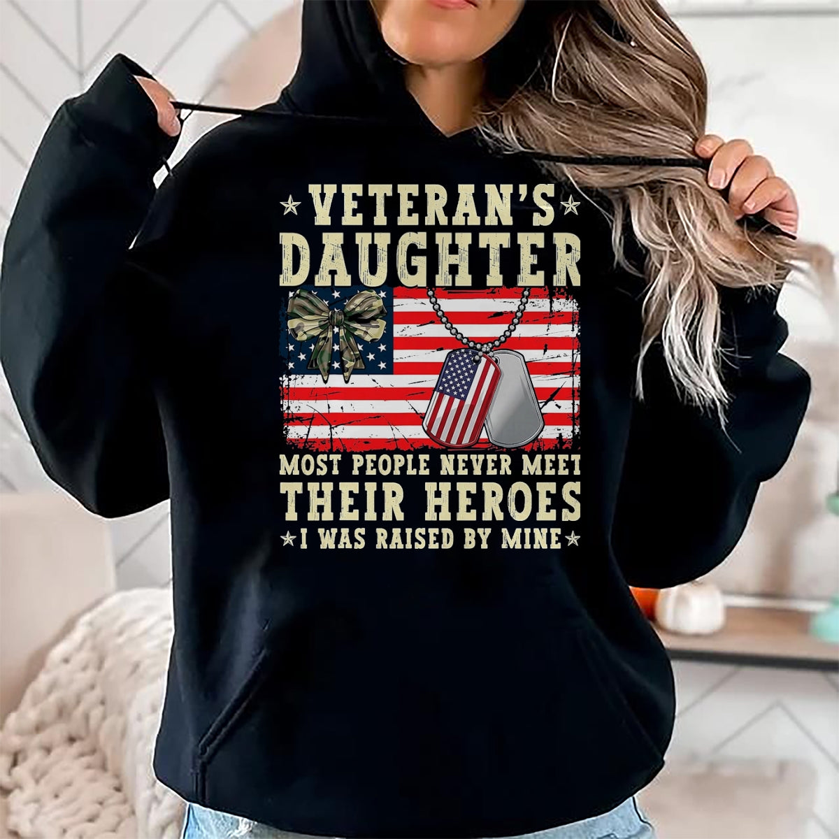 Proud Veteran Shirt, Funny Veteran UnisexT-Shirt/Hoodie/Sweatshirt HLT00 - Veteran_s Daughter Most People Never Meet Their Heroes USA T-Shirt, Men, Black, 3X-Large