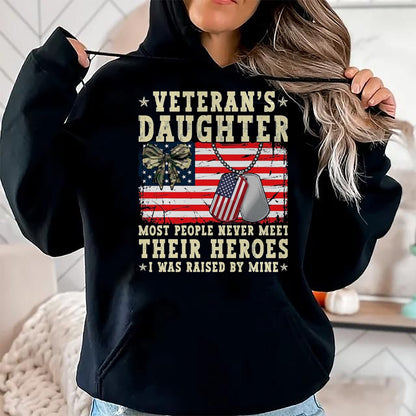 Proud Veteran Shirt, Funny Veteran UnisexT-Shirt/Hoodie/Sweatshirt HLT00 - Veteran_s Daughter Most People Never Meet Their Heroes USA T-Shirt, Men, Black, 3X-Large