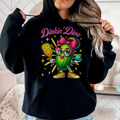Funny Pickleball Shirt, Pickleball Lover Unisex T-Shirt/Hoodie/Sweatshirt HLT00 - Dinkin’ Diva Funny Pickleball Player Cute Pickle Lovers T-Shirt