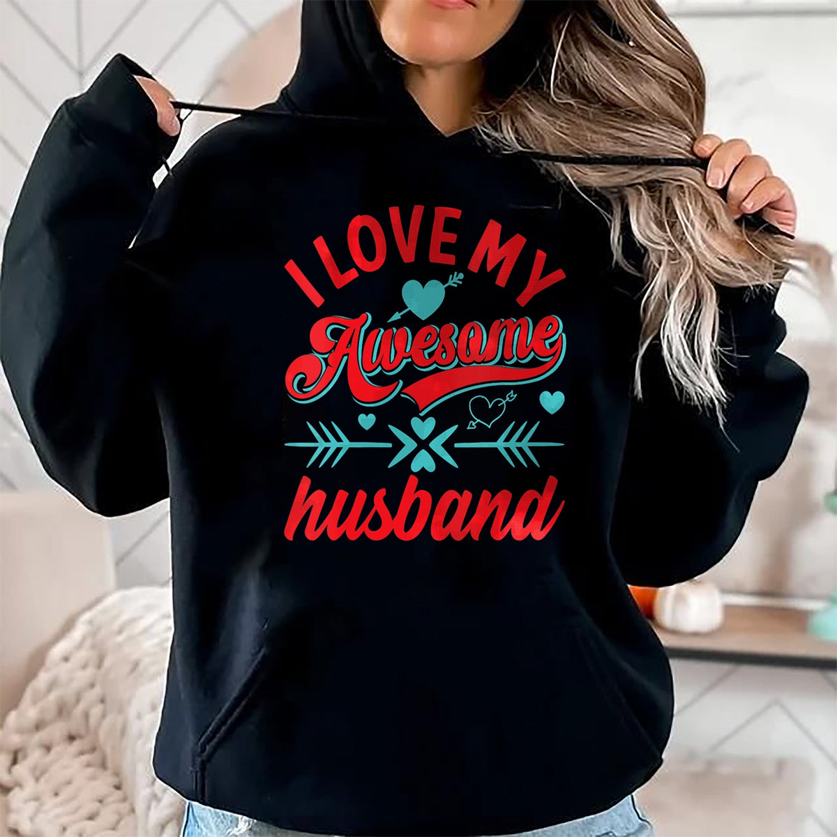Best Wife Shirt, Wife and Husband Unisex T-Shirt/Hoodie/Sweatshirt HLT00 - Womens I Love My Awesome Husband Womens Husband Anniversary V-Neck T-Shirt