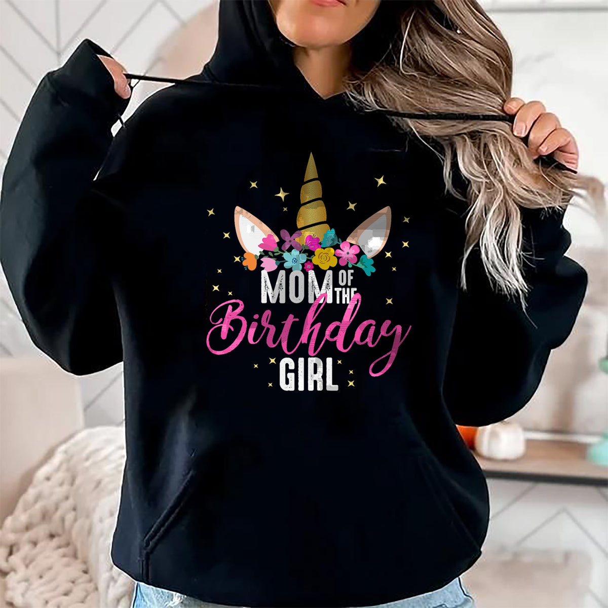 Gift for Mom Shirt, Funny Mom Unisex T-Shirt/Hoodie/Sweatshirt HLT00 - Mom Of The Birthday Girl Mother Gifts Unicorn Birthday T-Shirt