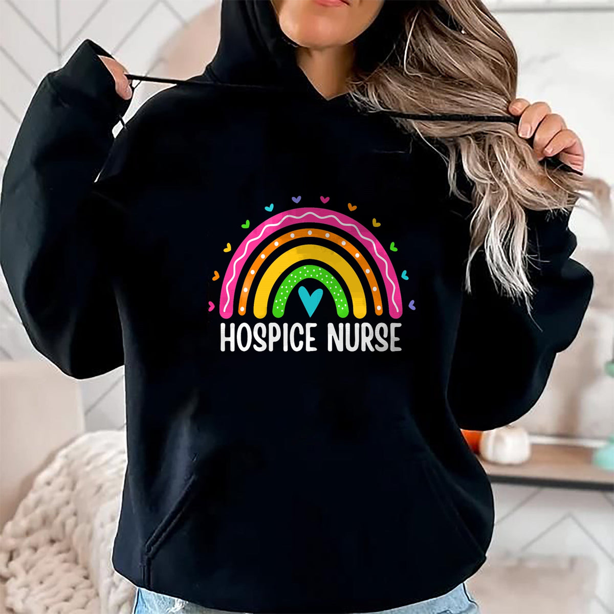 Funny Nurse Shirt, Nurse Unisex T-Shirt/Hoodie/Sweatshirt HLT00 - Hospice Care Nursing Rainbow RN Registered Hospice Nurse T-Shirt