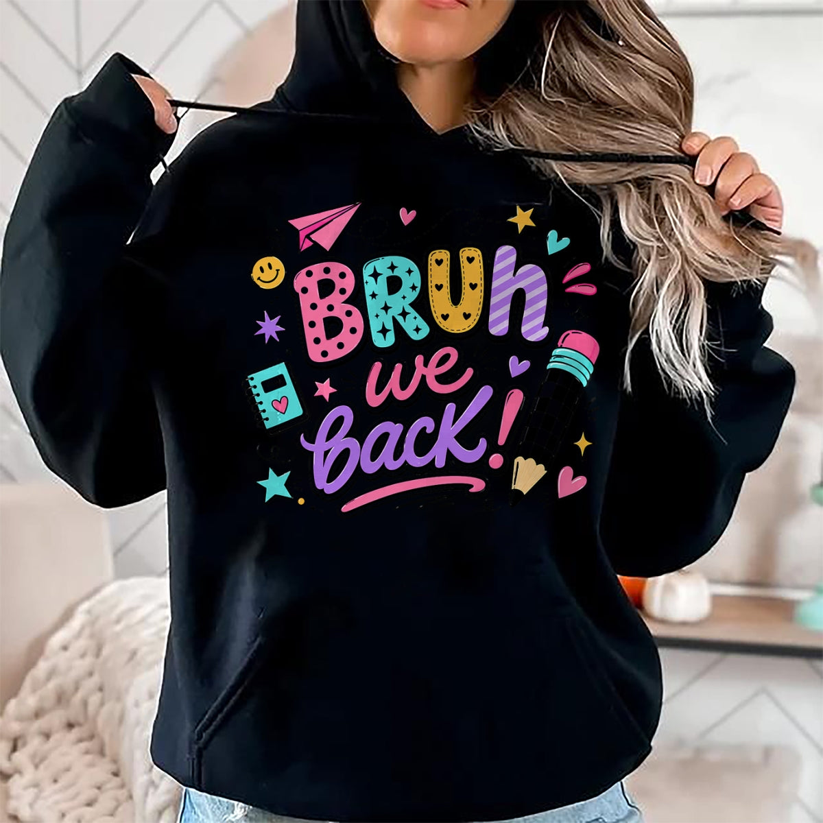 Best Student Shirt, Funny Back To School UnisexT-Shirt/Hoodie/Sweatshirt HLT00 - Bruh We Back First Day of School Funny Student Teacher Kids T-Shirt (1)
