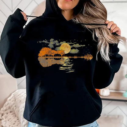 Guitar Lover Shirt, Funny Guitar UnisexT-Shirt/Hoodie/Sweatshirt HLT00 - Guitar Lake Reflections Love Musician Acoustic Guitar T-Shirt, Men, Dark Heather Grey, Large