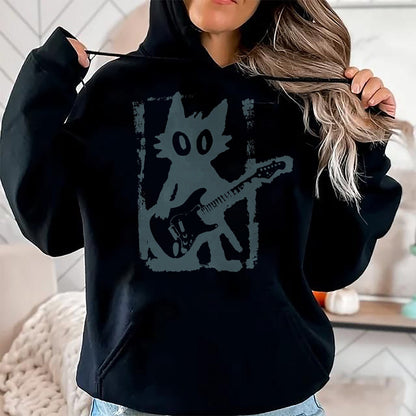Guitar Lover Shirt, Funny Guitar UnisexT-Shirt/Hoodie/Sweatshirt HLT00 - Cat Playing Guitar Rock Star Rock and Roll Men Women Kids T-Shirt (1)