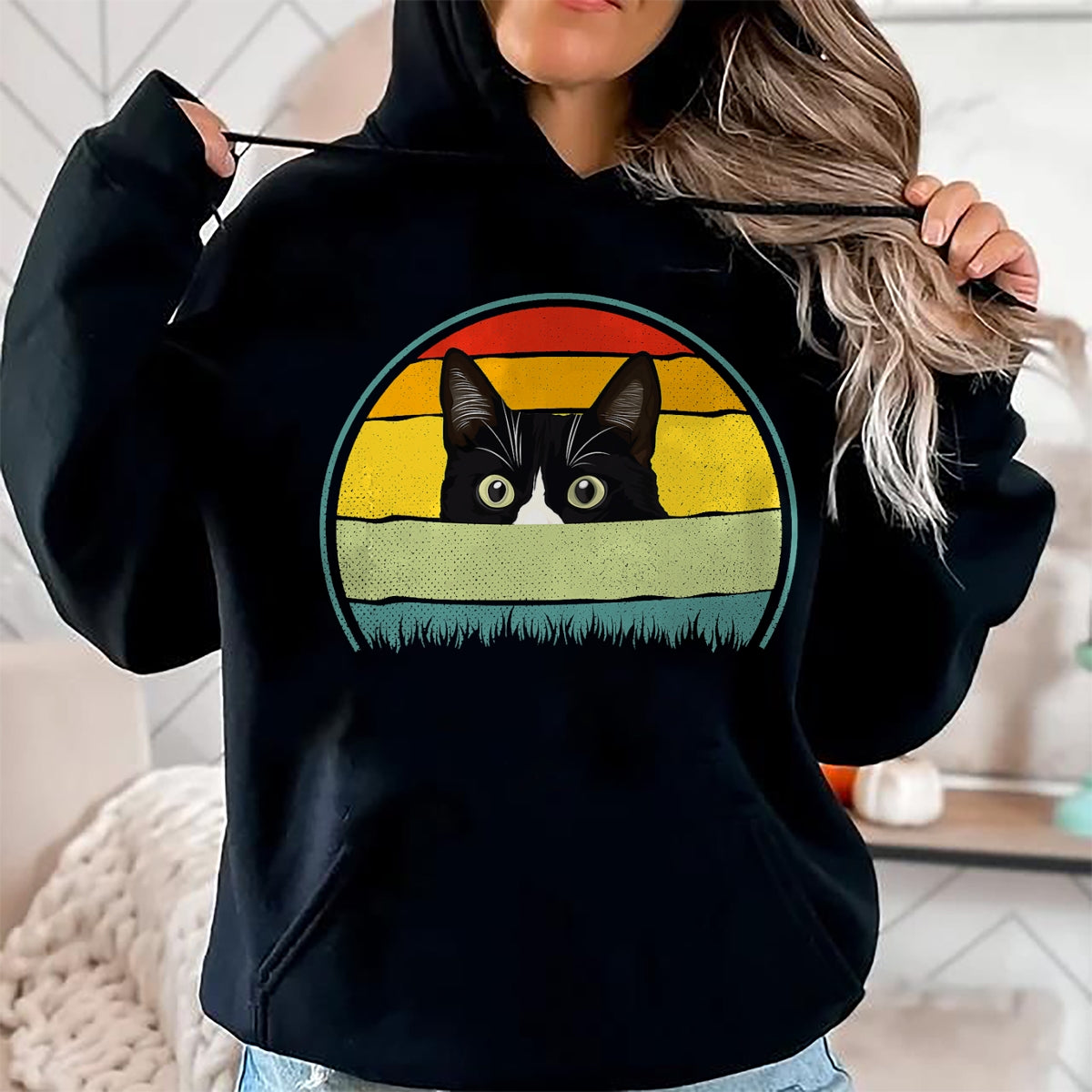 Cat Love Shirt, Funny Cat Lover Gift UnisexT-Shirt/Hoodie/Sweatshirt HLT00 - Tuxedo cat vintage retro cats loves T-Shirt