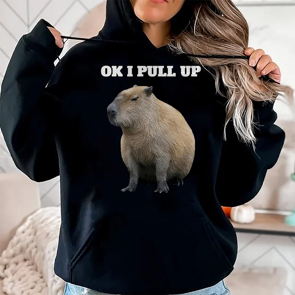 Cute Capybara Shirt, Funny Capybara Unisex T-Shirt/Hoodie/Sweatshirt HLT00 - Ok I Pull Up Capybara T-Shirt
