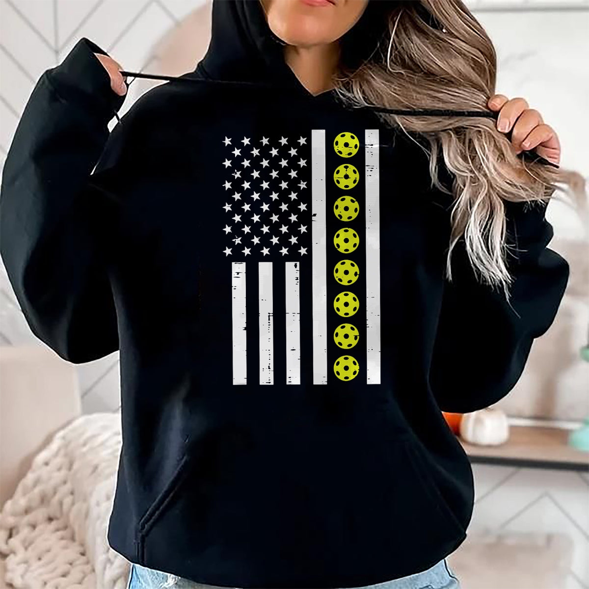 Funny Pickleball Shirt, Pickleball Lover Unisex T-Shirt/Hoodie/Sweatshirt HLT00 - Pickle Ball US Flag Pickleball Patriotic Men Women Kids Boys T-Shirt