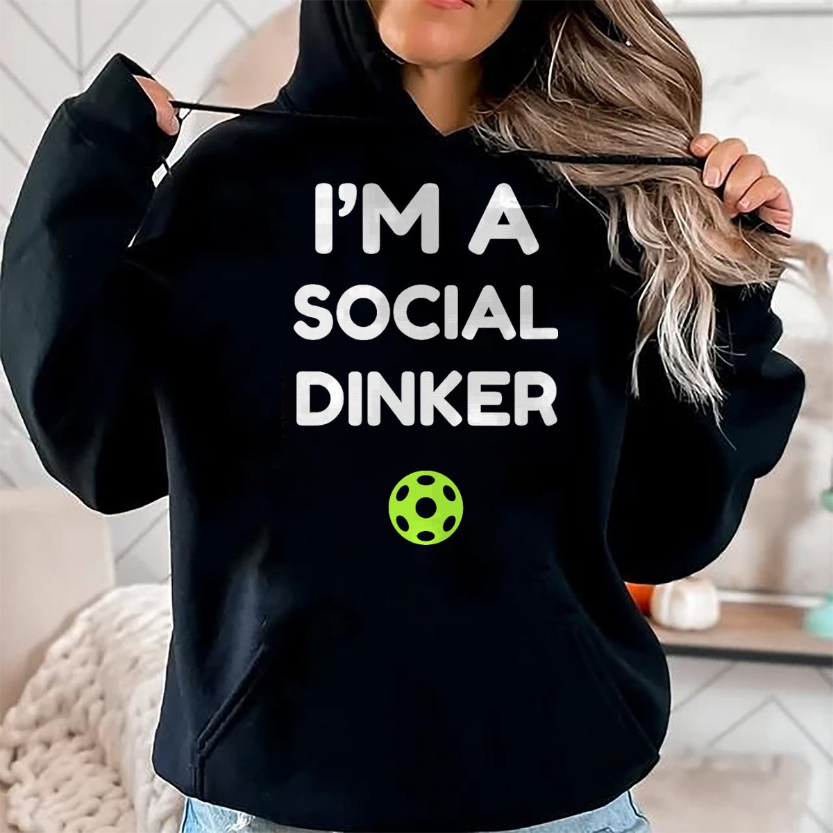 Funny Pickleball Shirt, Pickleball Lover Unisex T-Shirt/Hoodie/Sweatshirt HLT00 - I'm A Social Dinker Pickleball Ball Graphic T-Shirt