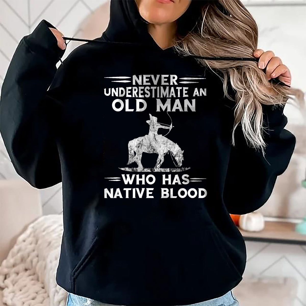 Native American T-Shirts, Vintage Native American Unisex T-Shirt/Hoodie/Sweatshirt HLT00 - Never Underestimate An Old Man Native American Warrior