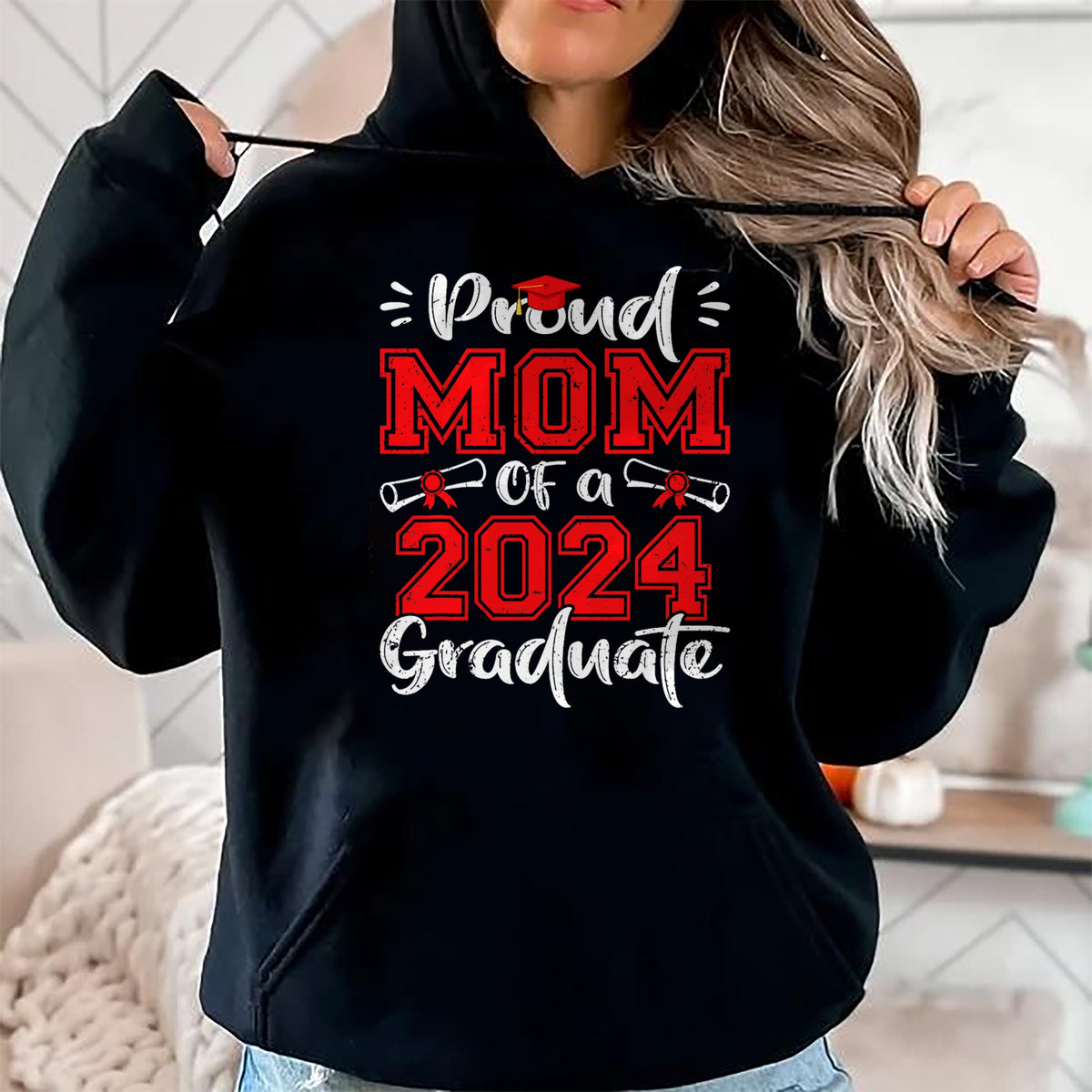 Gift for Mom Shirt, Funny Mom Unisex T-Shirt/Hoodie/Sweatshirt HLT00 - Mom Senior 2024 Proud Mom Of A Class Of 2024 Graduate T-Shirt