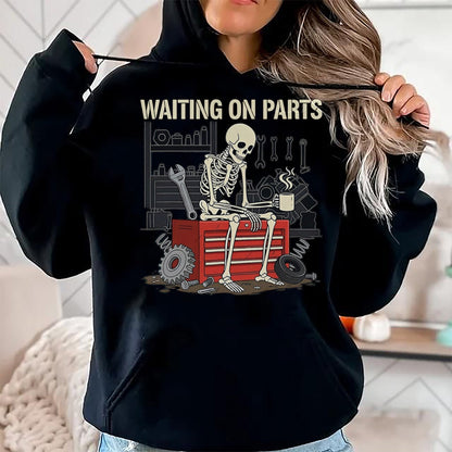 Best Mechanic Life Shirt, Funny Mechanic UnisexT-Shirt/Hoodie/Sweatshirt HLT00 - Waiting On Parts Skeleton Garage Auto Mechanic Repair T-Shirt, Men, Black, Large