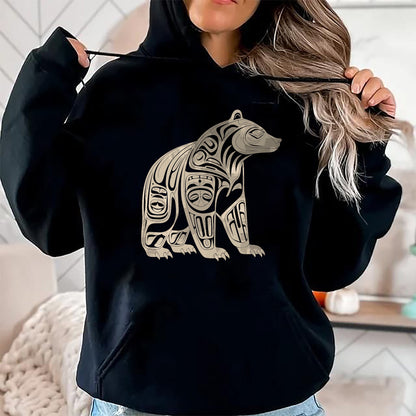 Native American T-Shirts, Vintage Native American Unisex T-Shirt/Hoodie/Sweatshirt HLT00 - Bear Native Formline Art Salish Haida Tlingit Pacific Animal