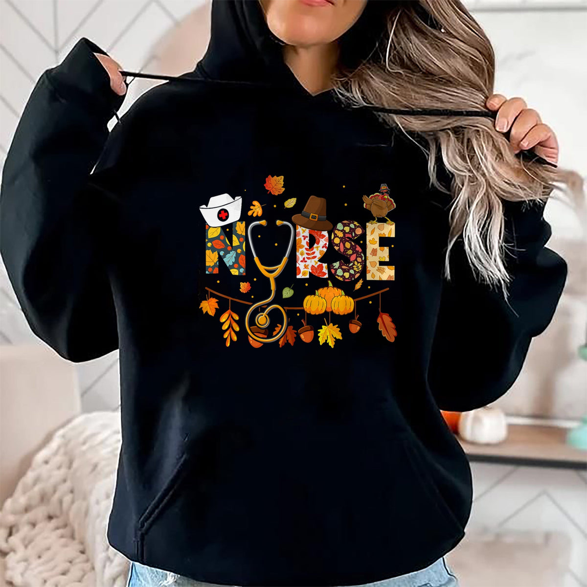 Funny Nurse Shirt, Nurse Unisex T-Shirt/Hoodie/Sweatshirt HLT00 - Nurse Thanksgiving Shirt Health Worker Nursing Fall Turkey T-Shirt