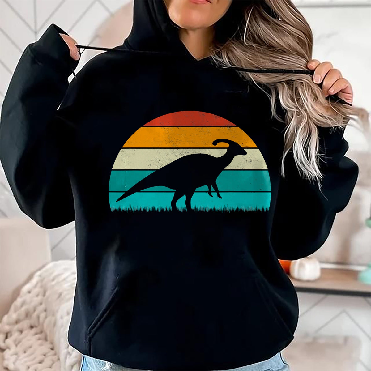Best Dinosaur Lover Shirt, Funny Dinosaur UnisexT-Shirt/Hoodie/Sweatshirt HLT00 - Parasaurolophus - Vintage Retro Sunset Dinosaur Lovers T-Shirt