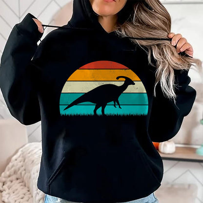 Best Dinosaur Lover Shirt, Funny Dinosaur UnisexT-Shirt/Hoodie/Sweatshirt HLT00 - Parasaurolophus - Vintage Retro Sunset Dinosaur Lovers T-Shirt