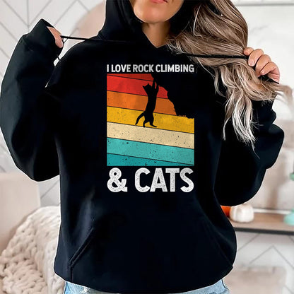 Cat Love Shirt, Funny Cat Lover Gift UnisexT-Shirt/Hoodie/Sweatshirt HLT00 - I Love Rock Climbing & Cats Cute Kitty Cat Lover Gift T-Shirt