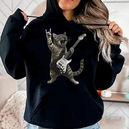 Guitar Lover Shirt, Funny Guitar UnisexT-Shirt/Hoodie/Sweatshirt HLT00 - Funny Cat Playing Guitar Rock and Roll Gifts Men Women Kids T-Shirt