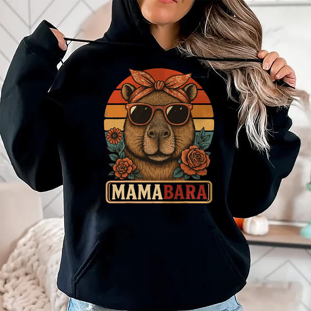 Cute Capybara Shirt, Funny Capybara Unisex T-Shirt/Hoodie/Sweatshirt HLT00 - Mamabara Capybara Mother T-Shirt (1)
