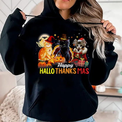 Cat Love Shirt, Funny Cat Lover Gift UnisexT-Shirt/Hoodie/Sweatshirt HLT00 - Hallo Thanks Mas Shirt Halloween Cat Love Thanksgiving Xmas T-Shirt for Men Women Kids