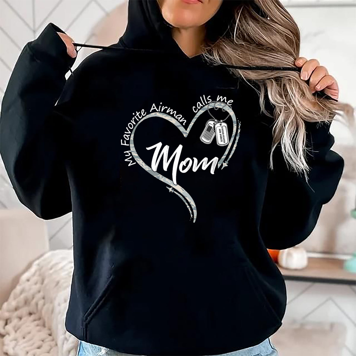Gift for Mom Shirt, Funny Mom Unisex T-Shirt/Hoodie/Sweatshirt HLT00 - My Favorite Airman Calls Me Mom Air Force Graduation Mom T-Shirt
