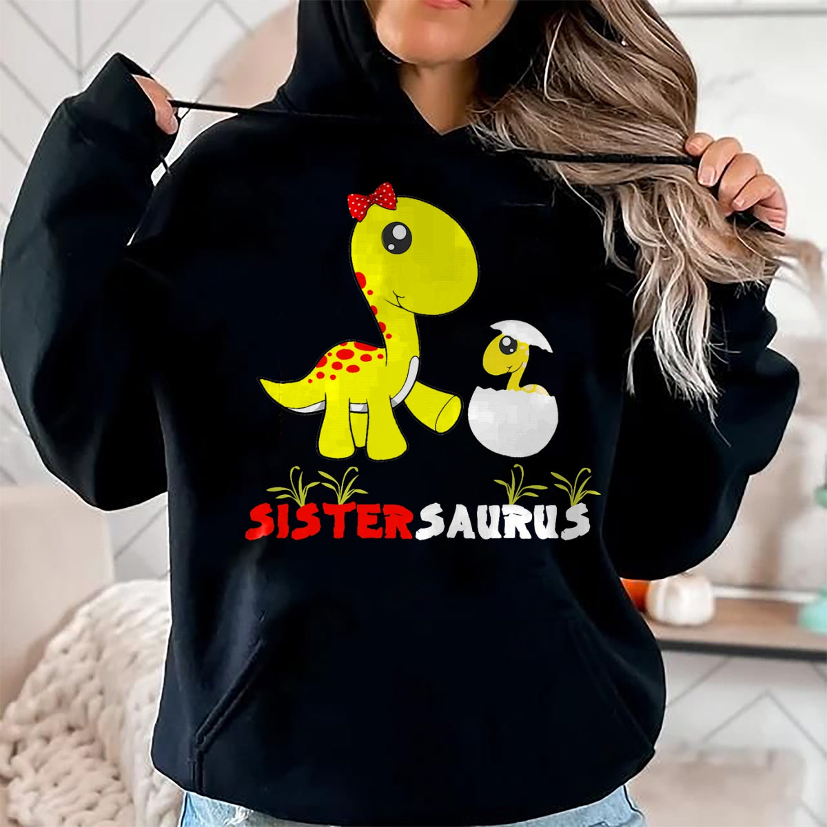 Best Dinosaur Lover Shirt, Funny Dinosaur UnisexT-Shirt/Hoodie/Sweatshirt HLT00 - Sistersaurus T-Rex Dinosaur Sister Dinosaur Sister T-Shirt, Men, Black, 3X-Large