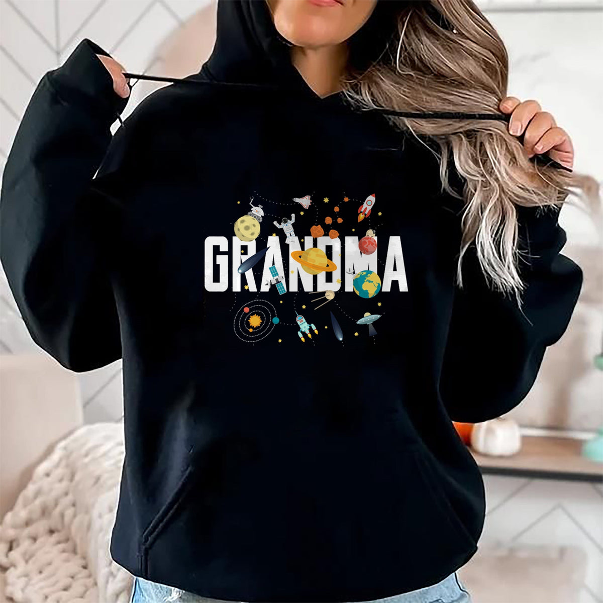 Best Grandma Shirt, Proud Grandma Unisex T-Shirt/Hoodie/Sweatshirt HLT00 - Grandma Outer Space Birthday Party Grandson B-Day Matching T-Shirt