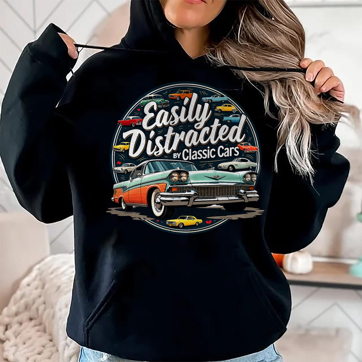 Best Mechanic Life Shirt, Funny Mechanic UnisexT-Shirt/Hoodie/Sweatshirt HLT00 - Easily Distracted By Classic Cars Shirt Vintage Old Car Guy T-Shirt