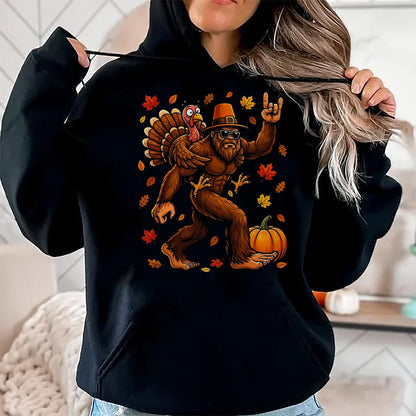 Best Thanksgiving Family Shirt , Funny Thanksgiving UnisexT-Shirt/Hoodie/Sweatshirt HLT00 - Bigfoot Funny Turkey Pumpkin Thanksgiving Day Boys Men T-Shirt