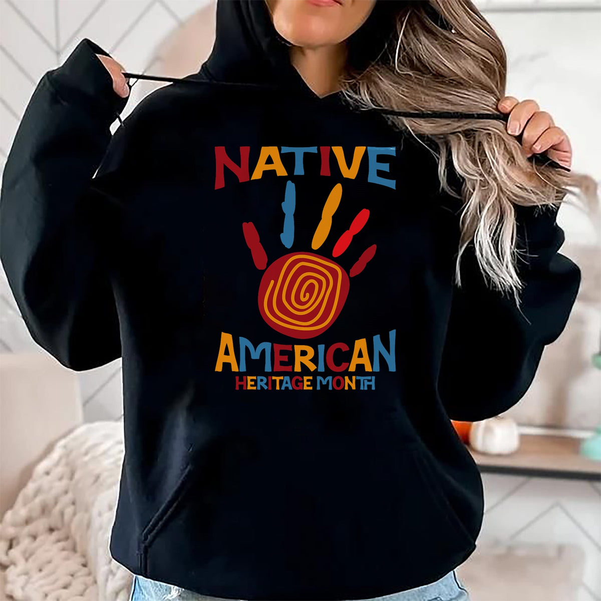 Native American T-Shirts, Vintage Native American Unisex T-Shirt/Hoodie/Sweatshirt HLT00 - Native American Heritage Month Hand Indigenous Native Pride