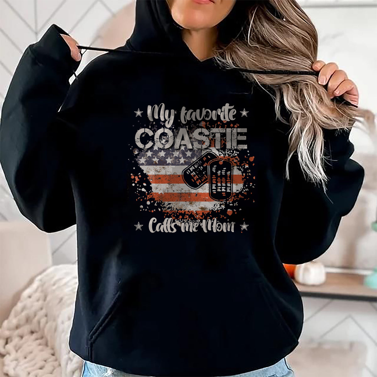 Gift for Mom Shirt, Funny Mom Unisex T-Shirt/Hoodie/Sweatshirt HLT00 - My Favorite Coastie Calls Me Mom Proud Coast Guard Mom T-Shirt