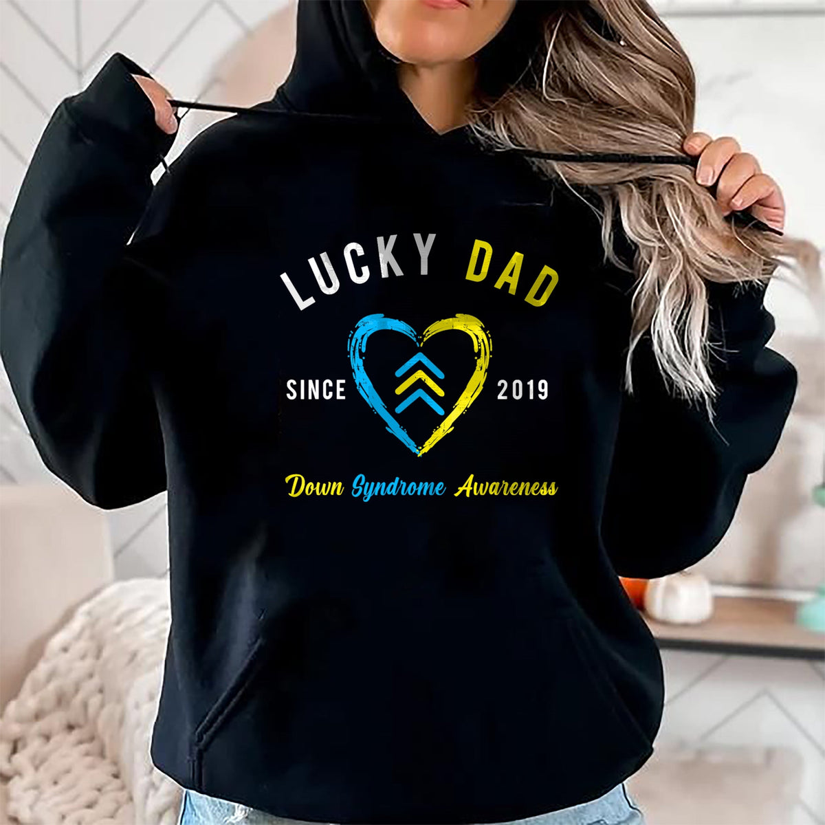 Gift for Dad Shirt, Funny Dad Unisex T-Shirt/Hoodie/Sweatshirt HLT00 – Lucky Dad Down Syndrome Awareness Since 2019 T21 Family T-Shirt