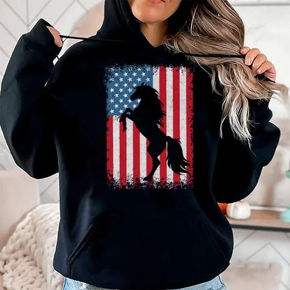 Best Horse Lover Shirt , Funny Horse UnisexT-Shirt/Hoodie/Sweatshirt HLT00 - Horse American Flag USA 4th of July Men Women Boys Girls T-Shirt