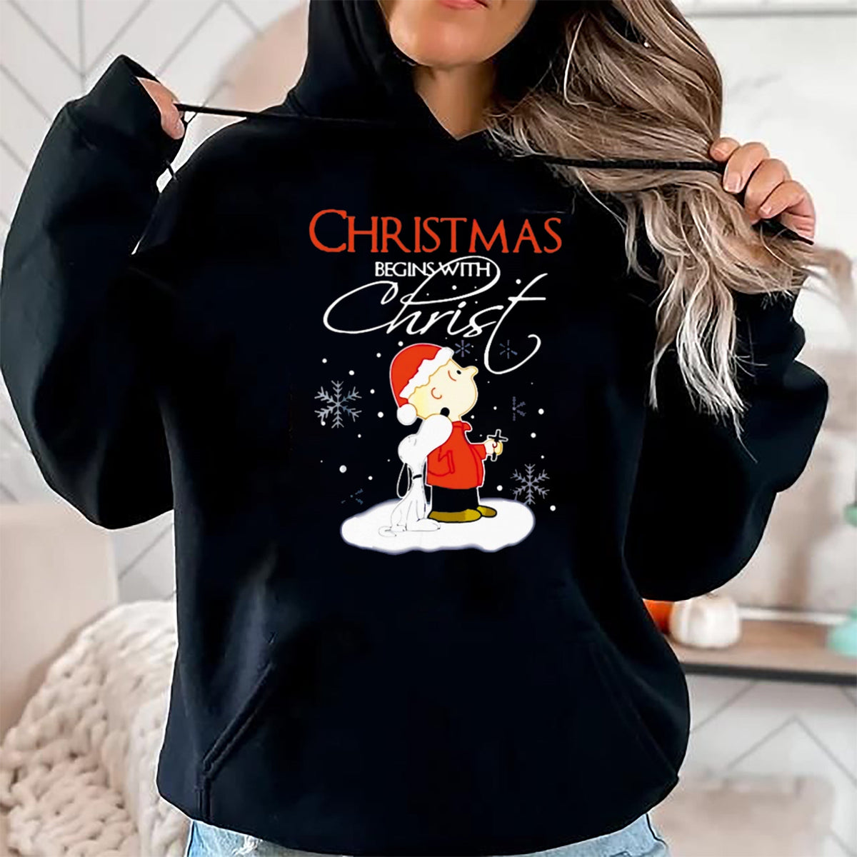 Christian Tee, Christian Faith Unisex T-Shirt/Hoodie/Sweatshirt HLT00 - Christmas Begins With Christ Xmas Gift Holiday costume T-Shirt