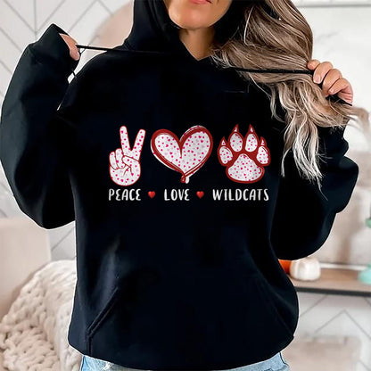 Cat Love Shirt, Funny Cat Lover Gift UnisexT-Shirt/Hoodie/Sweatshirt HLT00 - Peace Love Wildcats Gifts Men Women Kids Boys Girls Wild cat T-Shirt