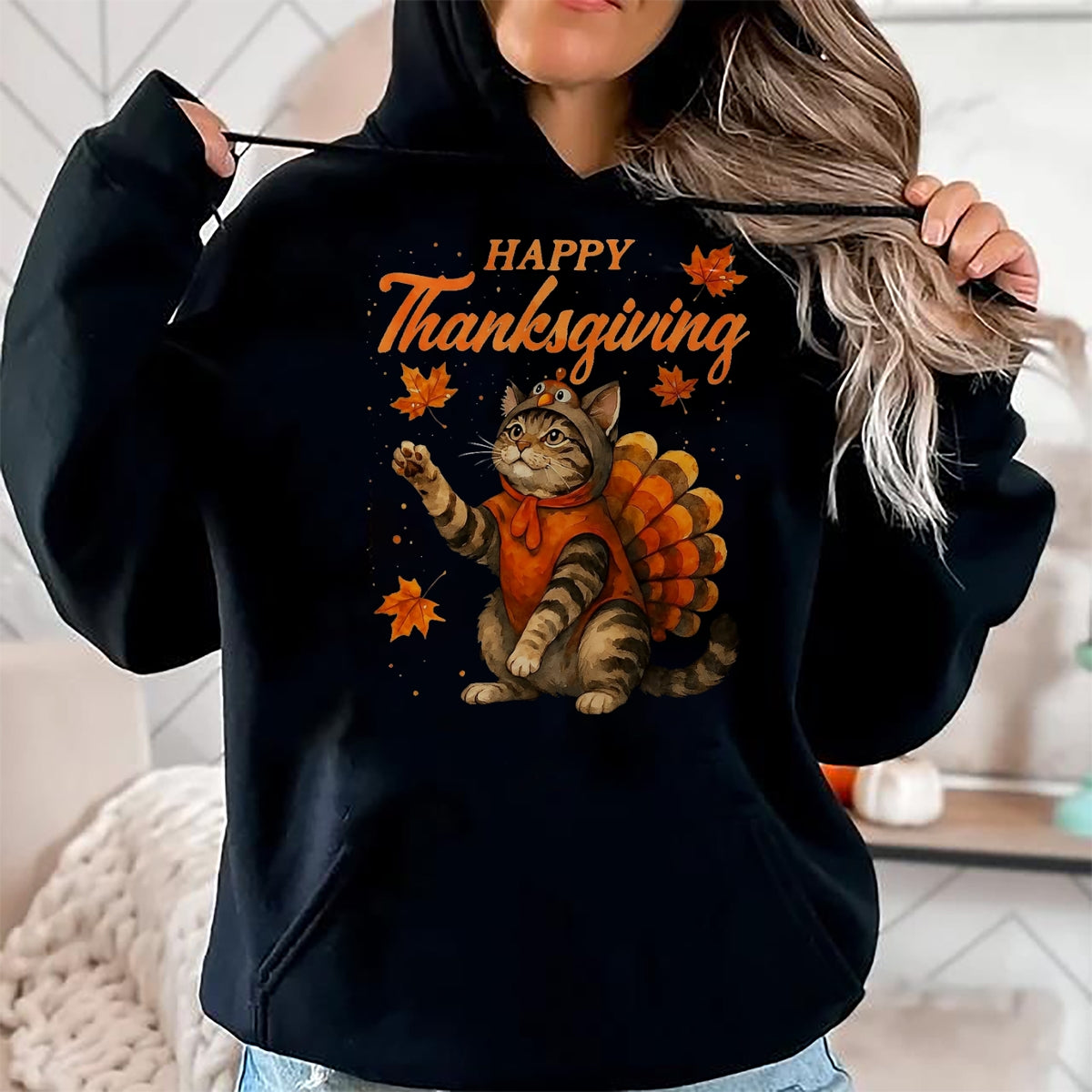 Best Thanksgiving Family Shirt , Funny Thanksgiving UnisexT-Shirt/Hoodie/Sweatshirt HLT00 - Cute Cat Turkey Happy Thanksgiving Fall Meow Cat Lover T-Shirt, Men, Black, 3X-Large