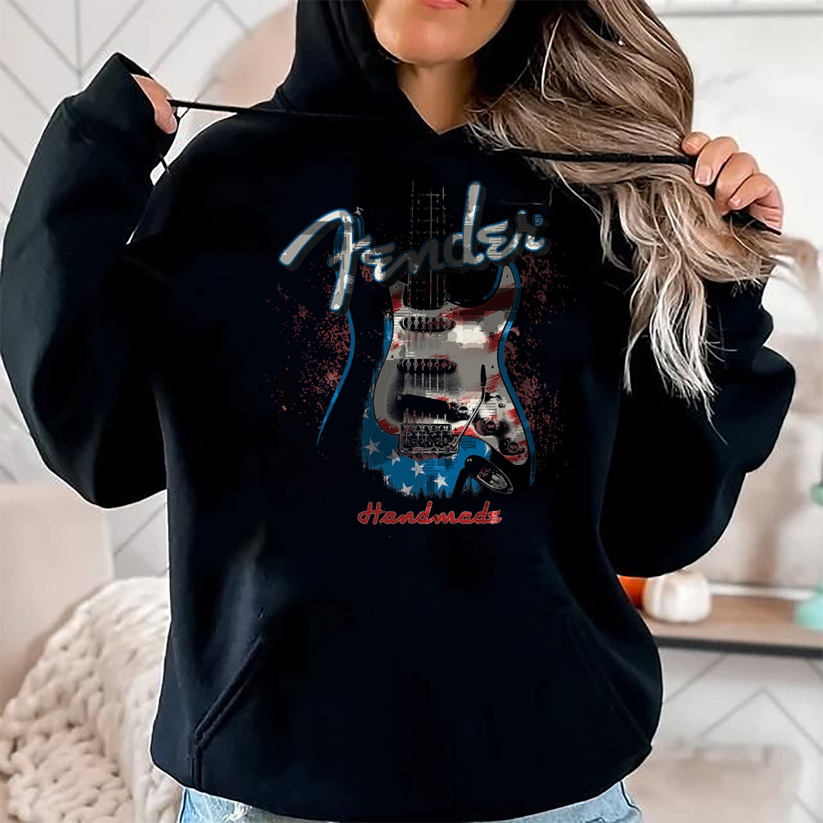 Guitar Lover Shirt, Funny Guitar UnisexT-Shirt/Hoodie/Sweatshirt HLT00 - Fender Handmade Guitars 4th of July American Flag T-Shirt