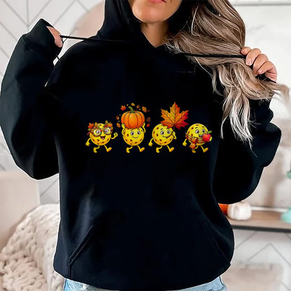 Funny Pickleball Shirt, Pickleball Lover Unisex T-Shirt/Hoodie/Sweatshirt HLT00 - Autumn Pumpkin Fall Pickleball Thanksgiving Womens Mens Kids T-Shirt