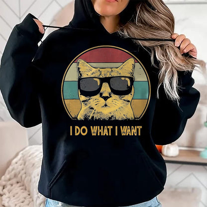 Cat Love Shirt, Funny Cat Lover Gift UnisexT-Shirt/Hoodie/Sweatshirt HLT00 - Retro Ich Mache was ich Want, cat Funny cat Lover T-Shirt, Men, Black, 3X-Large