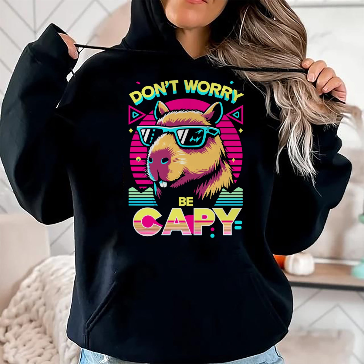 Cute Capybara Shirt, Funny Capybara Unisex T-Shirt/Hoodie/Sweatshirt HLT00 - Cool Capybara Retro Long Sleeve T-Shirt