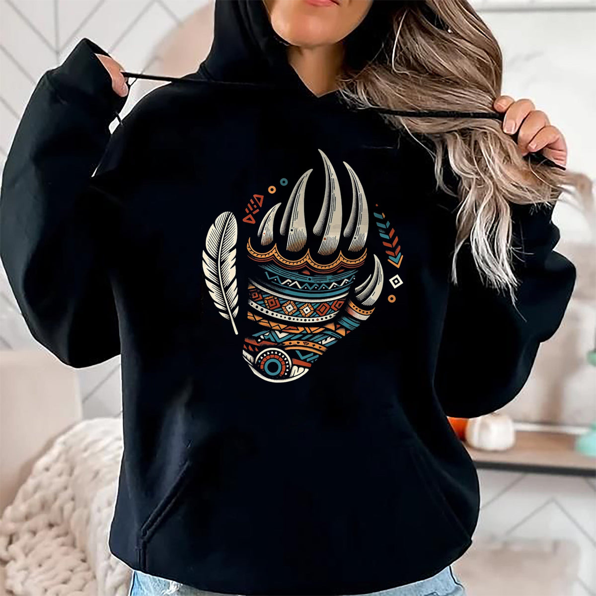 Native American T-Shirts, Vintage Native American Unisex T-Shirt/Hoodie/Sweatshirt HLT00 - Native Heritage Month Proud Native American Bear Claws
