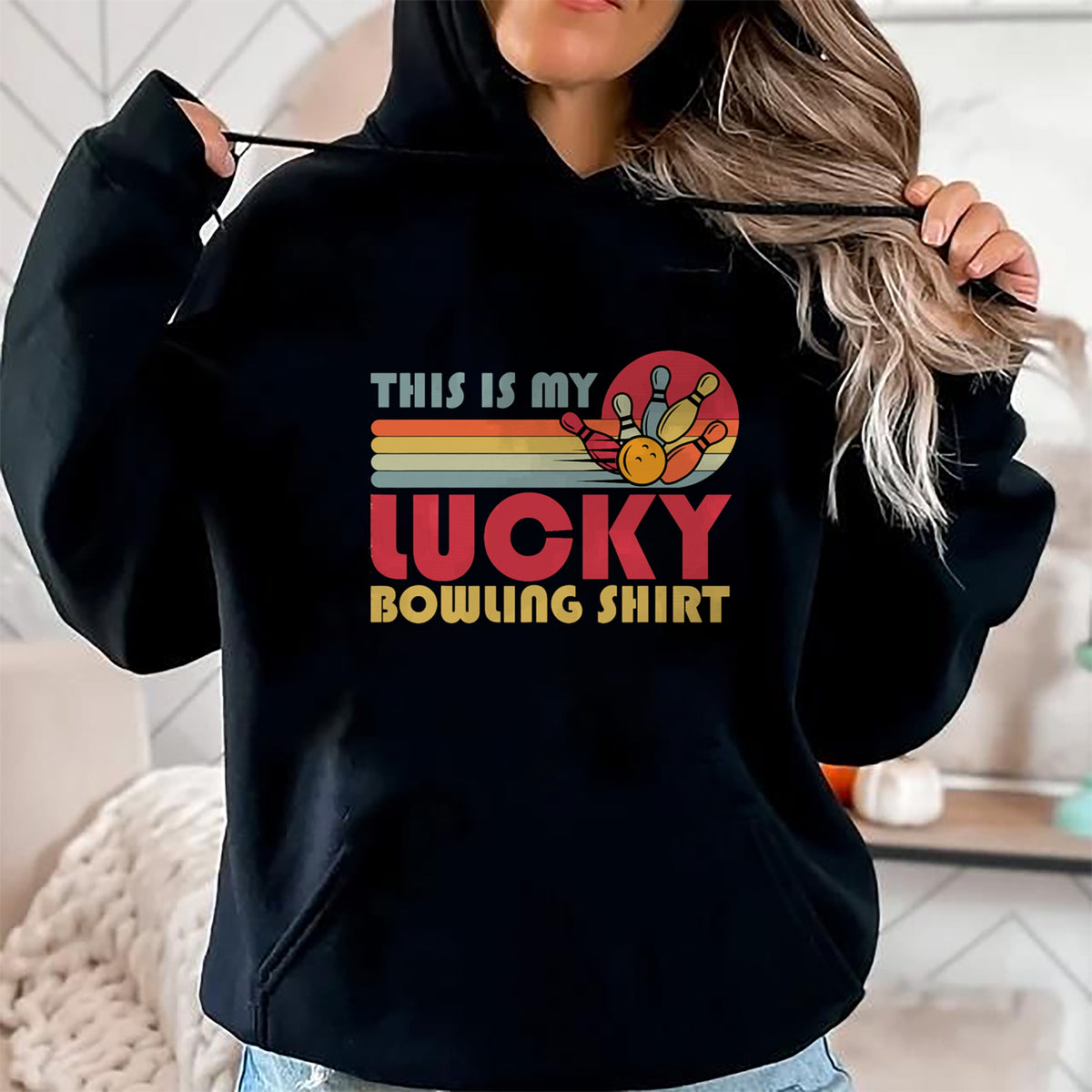 Gift for Mom Shirt, Funny Mom Unisex T-Shirt/Hoodie/Sweatshirt HLT00 - Funny Lucky Bowling Shirt Bowlers Men Women Kids Retro T-Shirt